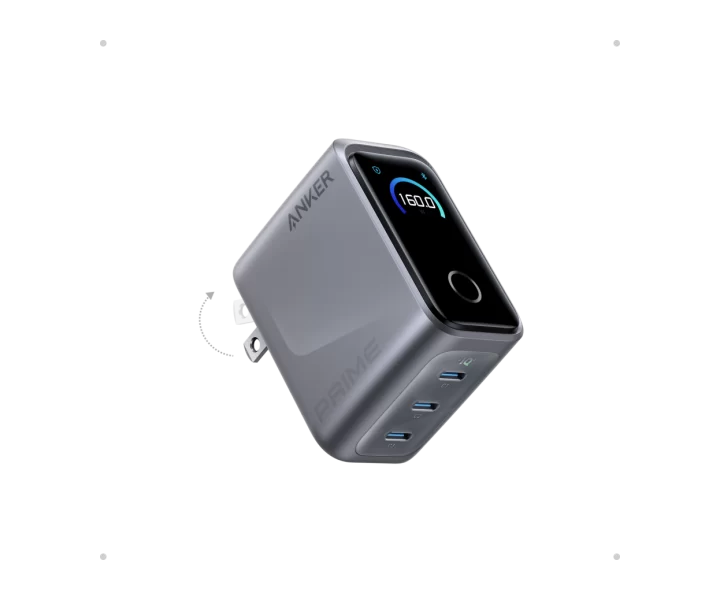 Anker Prime Charger (160W, 3 Ports, Smart Display)
