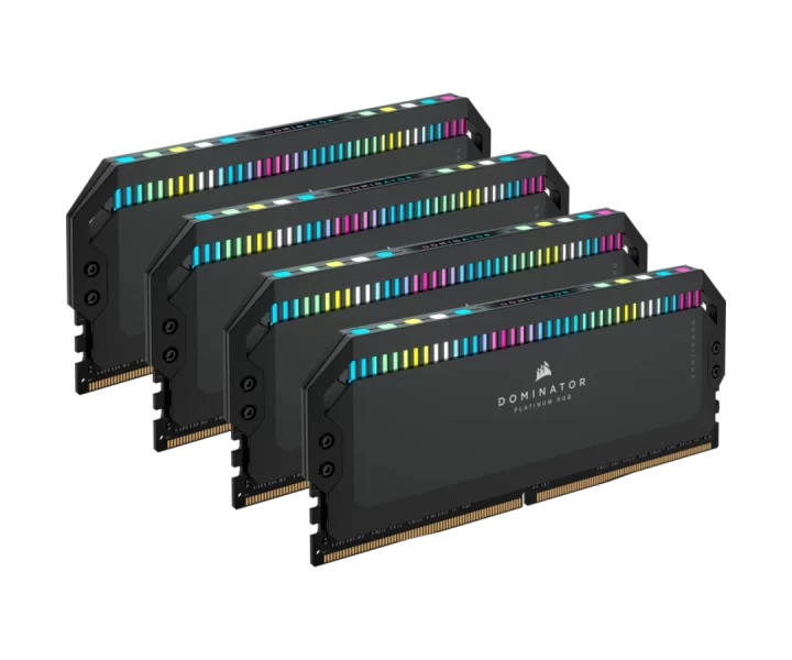 Corsair DOMINATOR® PLATINUM RGB 64GB (4x16GB) DDR5 DRAM Up To 6600MT/s CL32 Memory Kit — Black CMT64GX5M4B6600C32