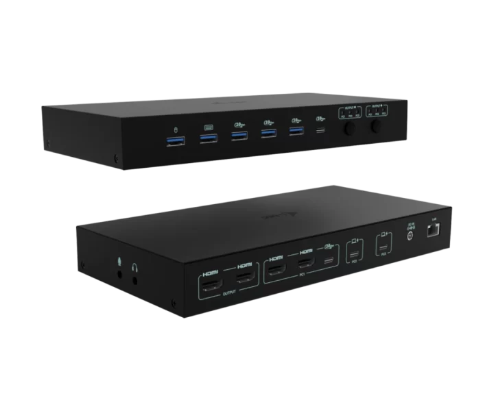 i-tec USB-C KVM Dock PRO for Three Hosts, Dual Video, with 2x Power Delivery, max 92W