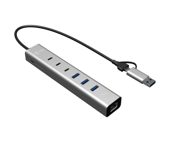 i-tec USB-C/USB-A Metal HUB 6 port (3x USB-C, 3x USB-A), LAN, Power Delivery 85W