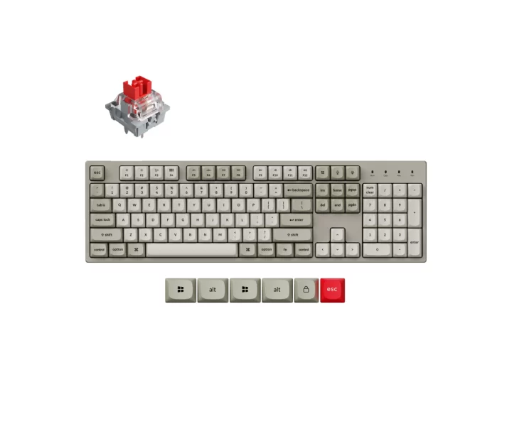Keychron C2 Pro 8K QMK Wired Custom Mechanical Keyboard — RGB Backlight (Hot-swappable) / Keychron Apex Switch - Red
