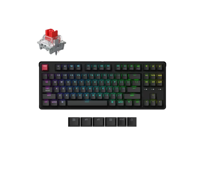 Keychron C3 Pro 8K QMK Wired Custom Mechanical Keyboard — RGB Backlight (Hot-swappable) / Keychron Apex Red Switch
