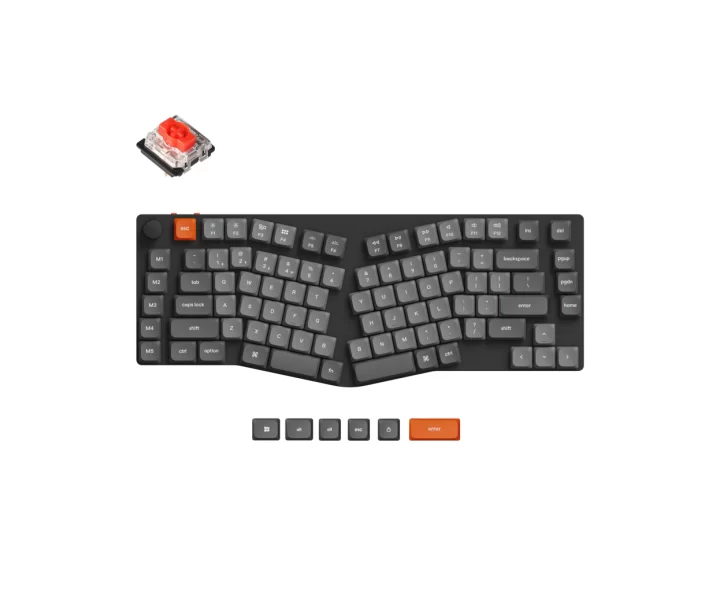 Keychron K15 Max (Alice Layout) QMK Wireless Custom Mechanical Keyboard — RGB Backlight (Hot-Swappable) / Low Profile Gateron Mechanical / Red