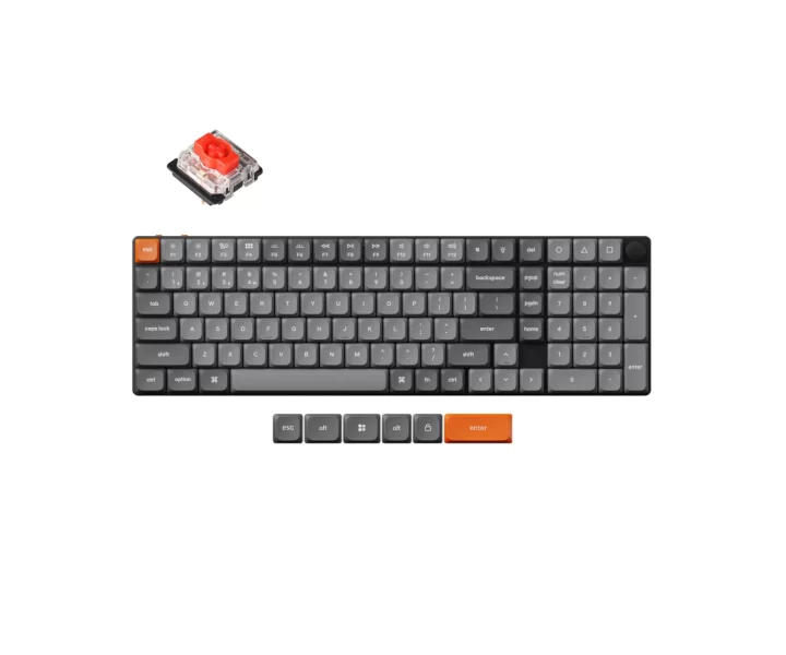 Keychron K17 Max QMK Wireless Custom Mechanical Keyboard — White Backlight / Low Profile Gateron Mechanical / Red