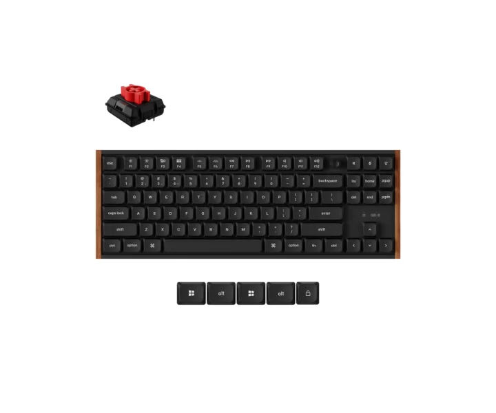 Keychron K1 Ultra 8K Wireless Custom Mechanical Keyboard — Fully Assembled / Black / Keychron Milk POM Switch - Red