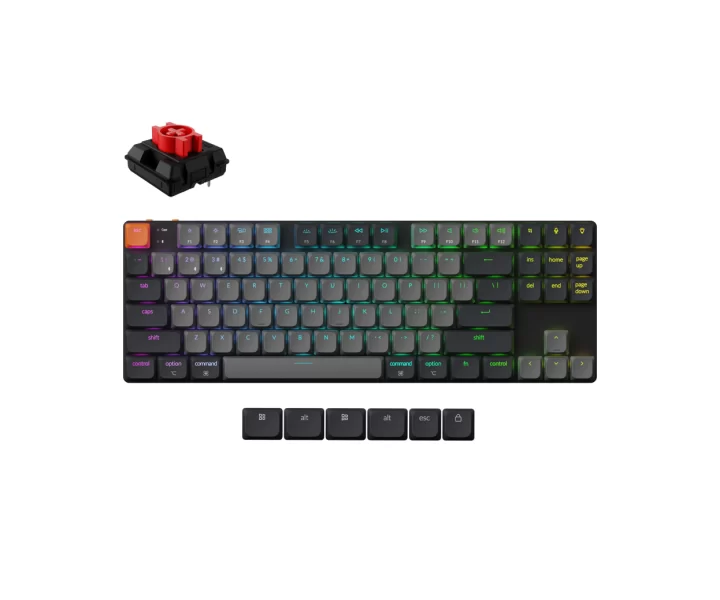 Keychron K1 QMK Wireless Mechanical Keyboard (Version 6) — RGB Backlight (Hot-Swappable) / Keychron Milk POM Switch / Red