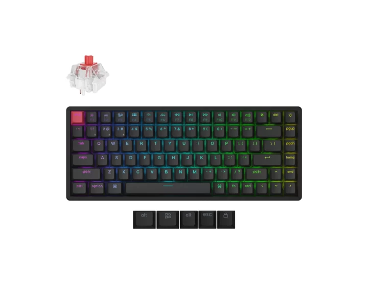 Keychron K2 QMK Wireless Mechanical Keyboard (Version 3) — RGB Backlight Aluminum Frame / Keychron Super Switch (Hot-Swappable） / Red