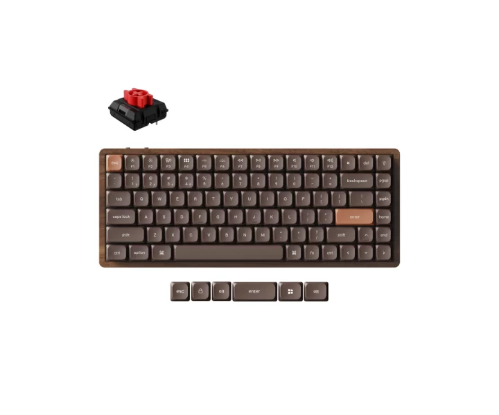 Keychron K3 Max QMK Wireless Custom Mechanical Keyboard - All-Wood Special Edition — All-Wood / Keychron Milk POM Red