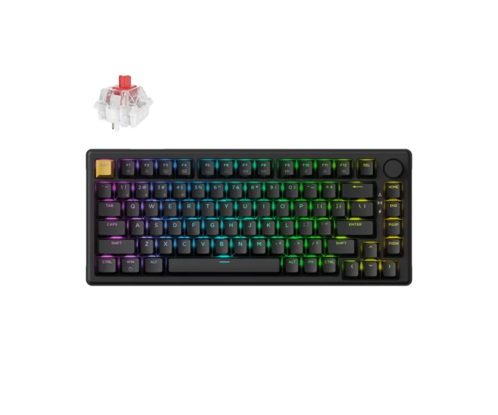 Keychron J2 QMK Wireless Mechanical Keyboard — Black / RGB Backlight / Keychron Super Red