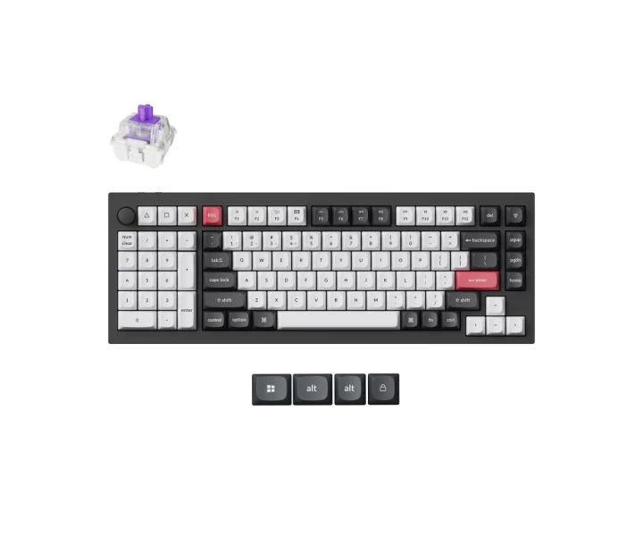 Keychron Q12 HE QMK Wireless Custom Keyboard — Fully Assembled Knob / Carbon Black / Gateron Double-Rail Magnetic Nebula Switch