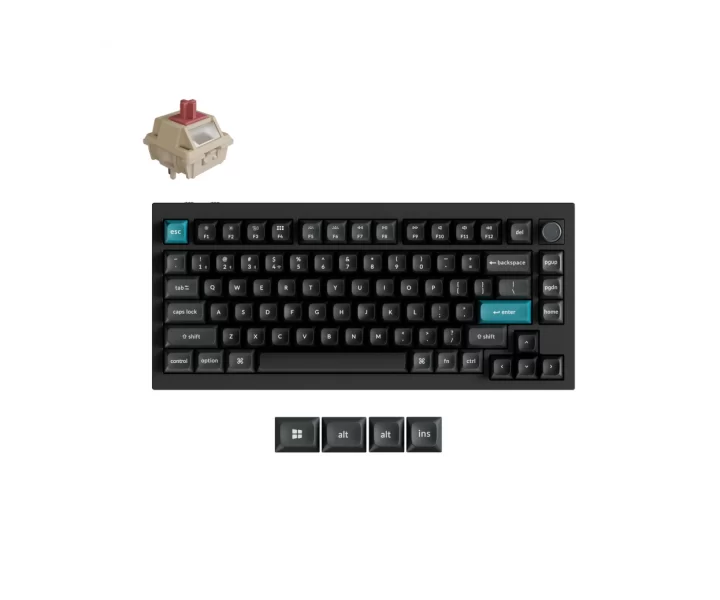 Keychron Q1 Ultra 8K Wireless Custom Mechanical Keyboard — Fully Assembled Knob / Black / Keychron Silk POM Switch - Red