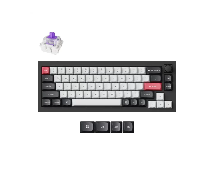 Keychron Q2 HE QMK Wireless Custom Keyboard — Fully Assembled Knob / Carbon Black / Gateron Double-Rail Magnetic Nebula Switch