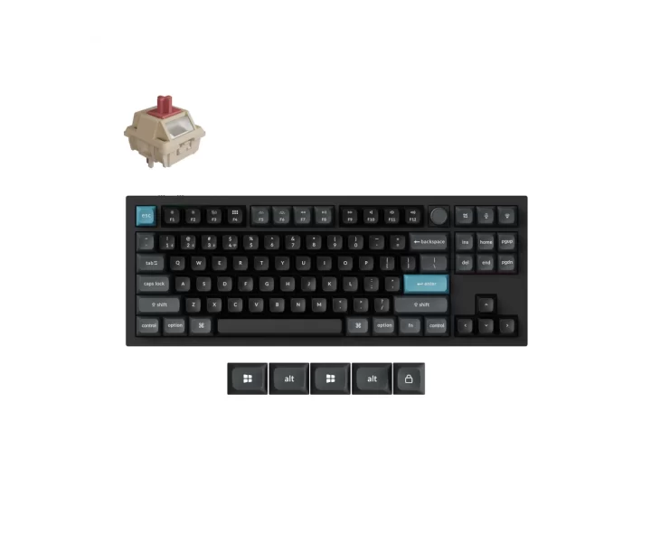 Keychron Q3 Ultra 8K Wireless Custom Mechanical Keyboard — Fully Assembled Knob / Black / Keychron Silk POM Switch - Red