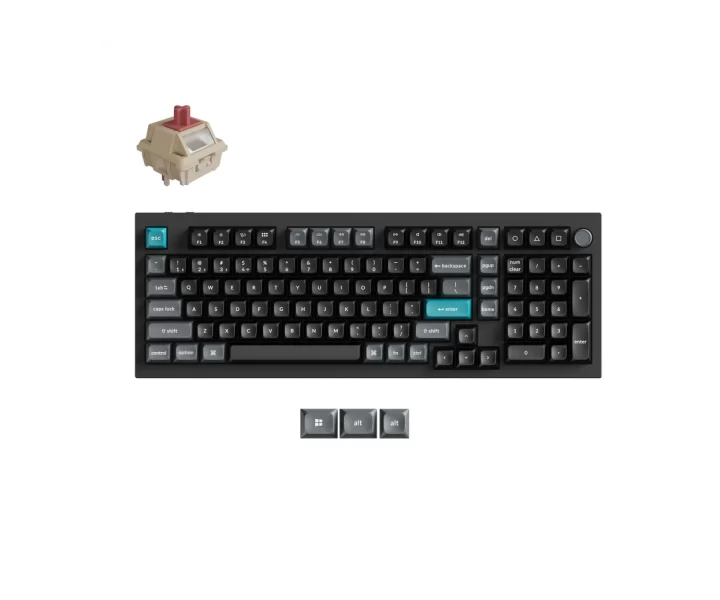Keychron Q5 Ultra 8K Wireless Custom Mechanical Keyboard — Fully Assembled Knob / Black / Keychron Silk POM Switch - Red