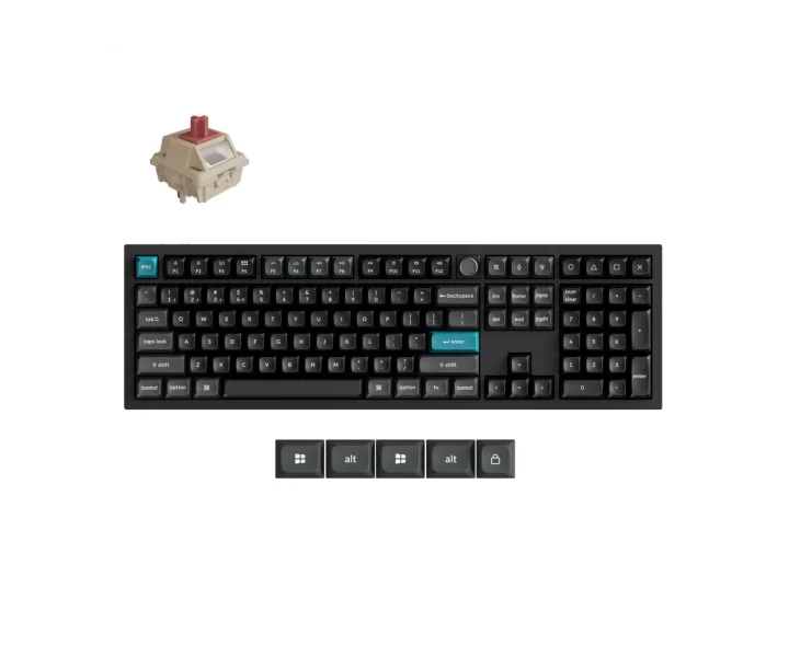 Keychron Q6 Ultra 8K Wireless Custom Mechanical Keyboard — Fully Assembled Knob / Black / Keychron Silk POM Switch - Red