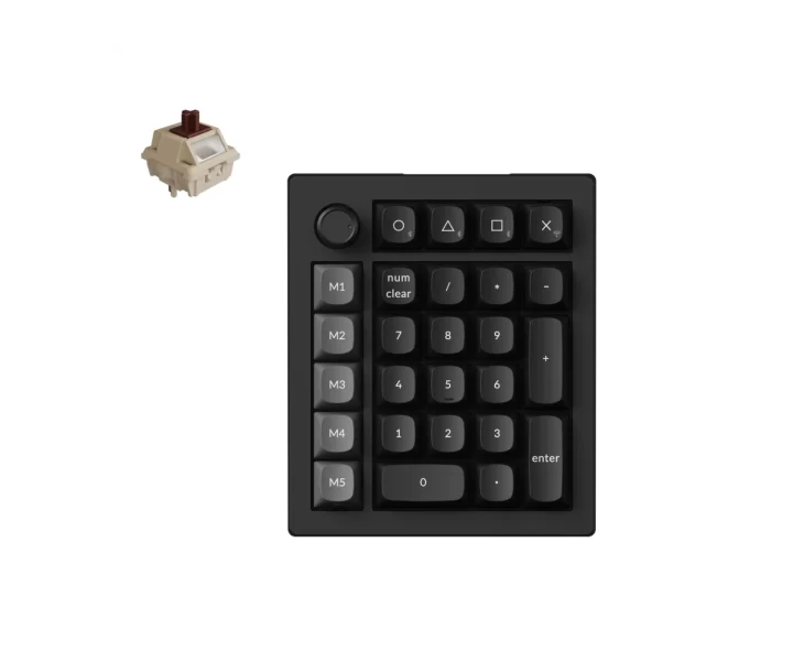 Keychron V0 Ultra 8K Wireless Custom Number Pad — Fully Assembled Knob / Black / Keychron Silk POM Switch - Brown