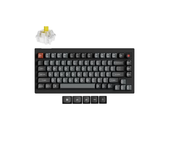 Keychron V1 8K QMK Wired Custom Mechanical Keyboard — Fully Assembled Knob / Black / Keychron Super Banana