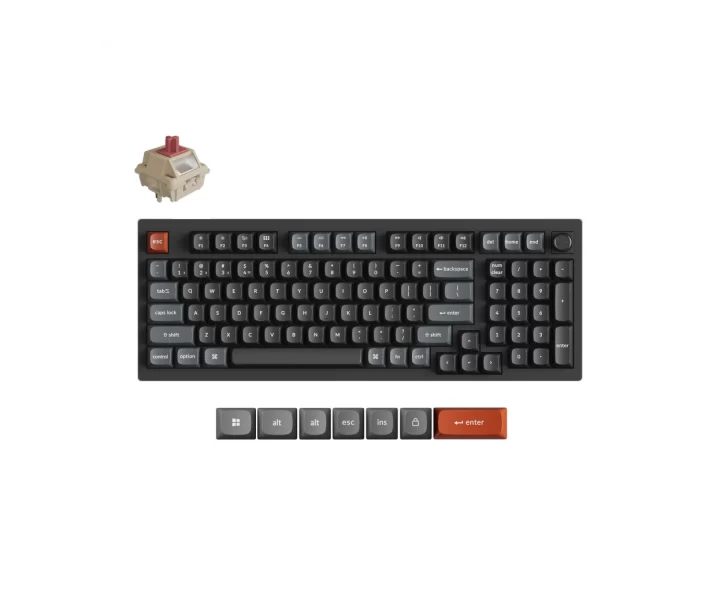 Keychron V5 Ultra 8K Wireless Custom Mechanical Keyboard — Fully Assembled Knob / Black / Keychron Silk POM Switch - Red