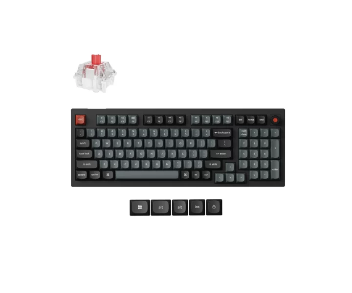 Keychron V5 8K QMK Wired Custom Mechanical Keyboard — Fully Assembled Knob / Black / Keychron Super Red