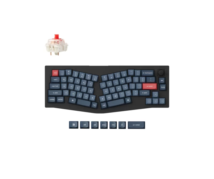 Keychron V8 Max (Alice Layout) QMK Custom Mechanical Keyboard — Fully Assembled Knob / Carbon Black / Gateron Jupiter Red
