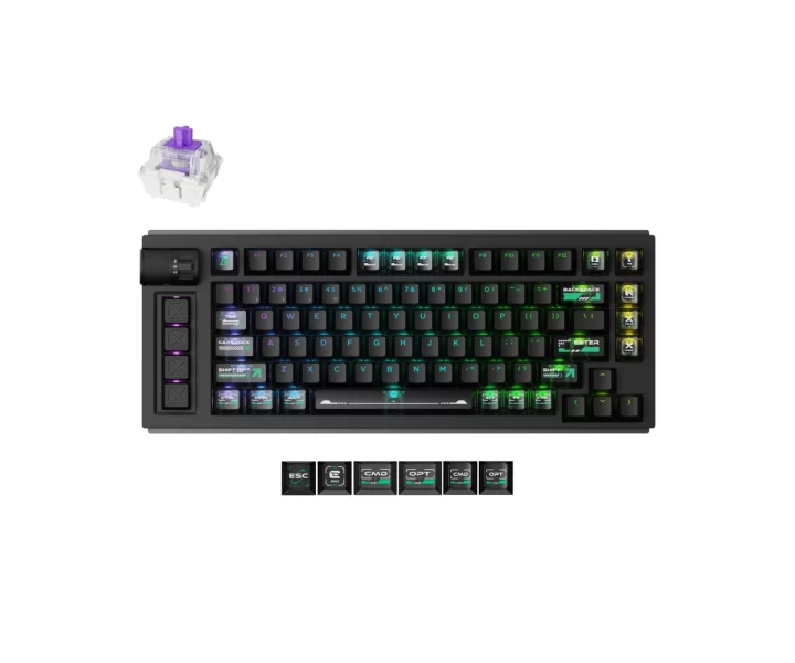 Lemokey L1 HE Wireless Magnetic Switch Custom Gaming Keyboard — Fully Assembled Knob / Black / Gateron Double-rail Magnetic Switch-Nebula