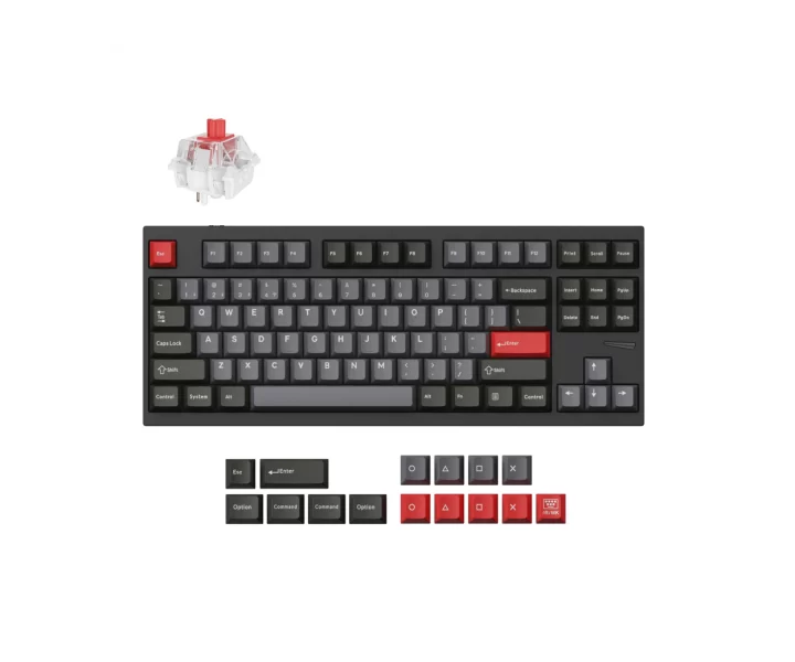 Lemokey L4 QMK Wireless Custom Gaming Keyboard — Fully Assembled / Carbon Black / Keychron Super Red