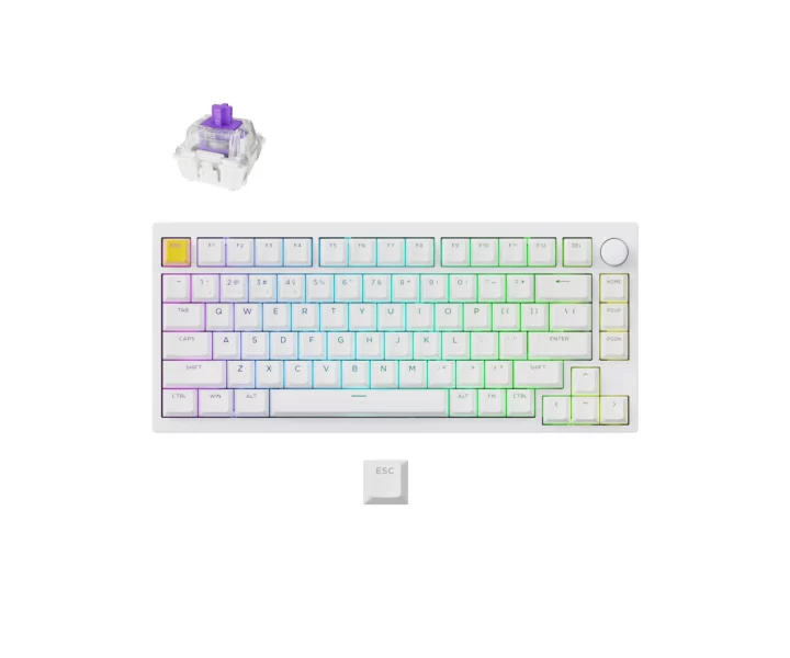 Lemokey P1 HE Wireless Magnetic Switch Custom Gaming Keyboard — Fully Assembled Knob (Shine-Through) / White / Gateron Double-Rail Magnetic Nebula Switch