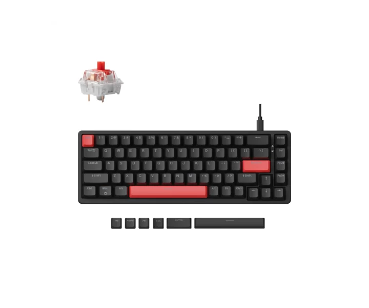 Lemokey X6 QMK Wired Mechanical Keyboard — Red Backlight / Keychron Mechanical Red Switch