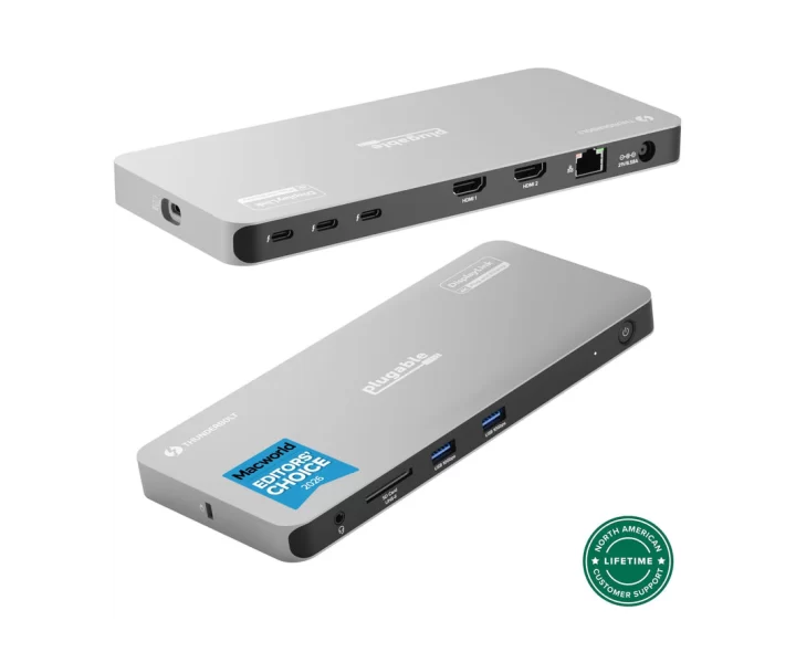 Plugable Thunderbolt 4 Docking Station for 4K Quad Monitors, 100W Laptop Charging