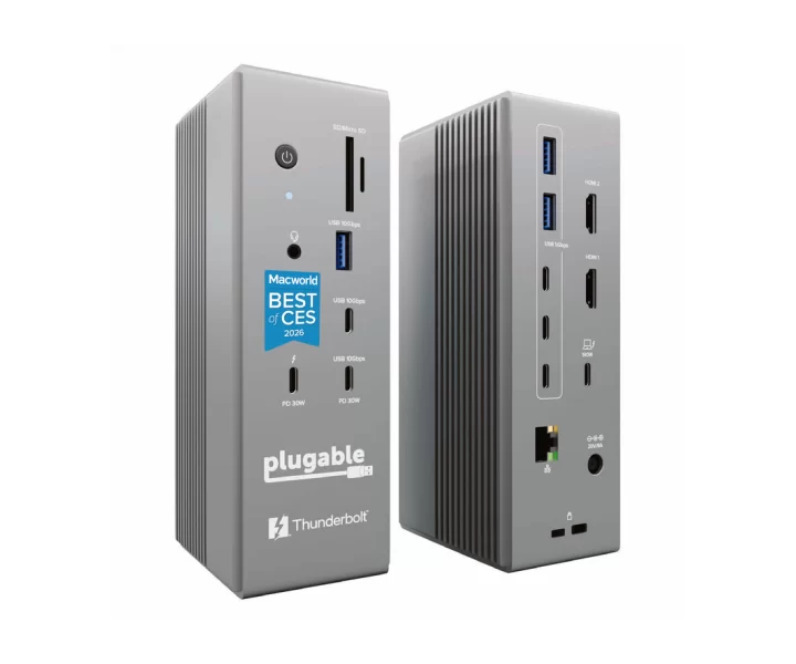 Plugable Thunderbolt 5 Docking Station with Dual HDMI 2.1, 140W Laptop Charging