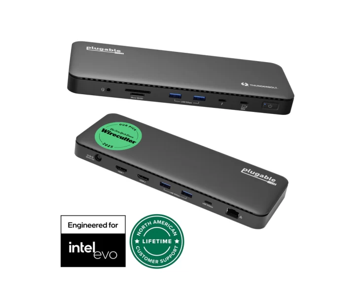 Plugable Thunderbolt 4 Dock for 4K Dual Monitors or Single 8K, 100W Laptop Charging