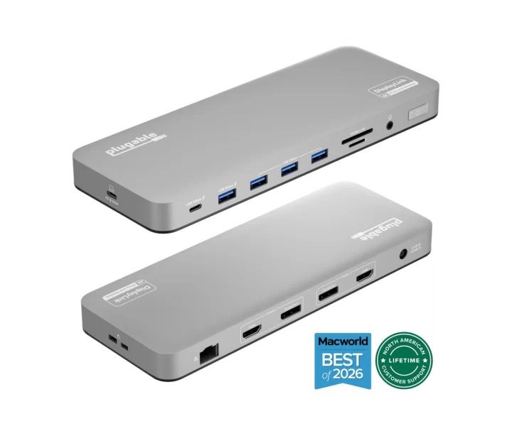 Plugable USB-C Docking Station for Mac, Dual 4K Monitors, 100W Laptop Charging