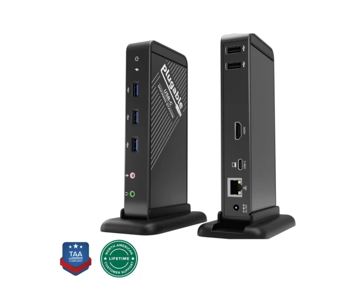 Plugable USB-C Docking Station with HDMI, 60W Laptop Charging, TAA Compliant
