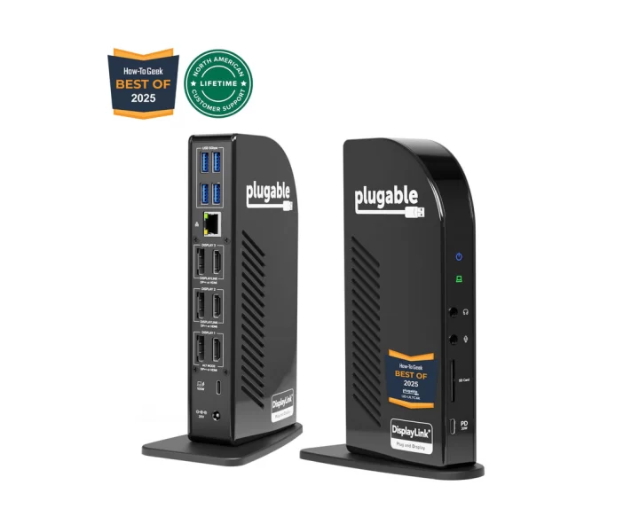 Plugable USB-C Triple 4K Monitor Docking Station with 100W Laptop Charging