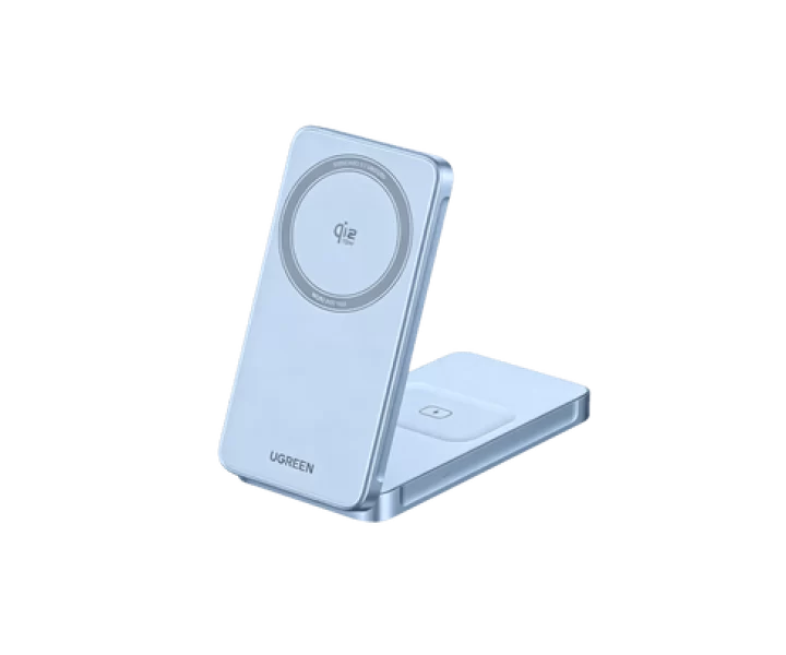 UGREEN MagFlow 2-in-1 Magnetic Wireless Charger (Qi2 25W, MagSafe-compatible)