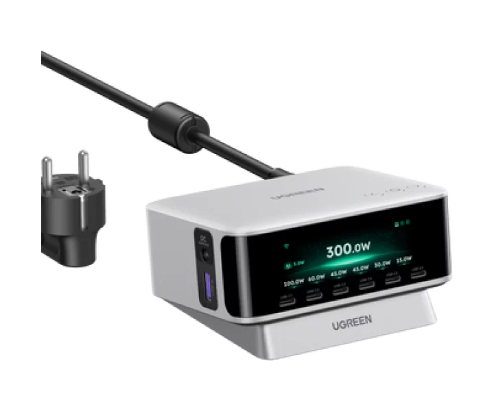UGREEN Nexode Pro Smart Display Desktop Charger (300W, 8-Port, GaN, 5 Charging Modes)