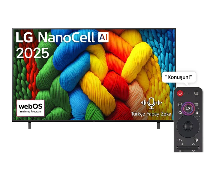 LG 55 inç LG NanoCell AI NANO80 4K Smart TV AI Sihirli Kumanda HDR10 webOS25 2025 (55NANO81A6A) doğrulanmış ürün görseli 1